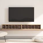 Lot de 2 étagères colonnes armoire de rangement CD-DVD 12 compartiments 21 x 22,5 x 88,5 cm capacité 204 CD bois naturel