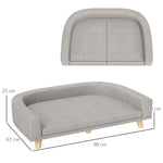 Canapé pour chien grand lit surélevé pour chien coussin lavable cadre en bois tissu polyester 98 x 67 x 25 cm gris