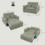 Canapé Convertible 2 Places, Canapé-Lit 3 en 1 Velours 137 cm, Dossier Réglable, Assise Large, 2 Oreillers, Vert