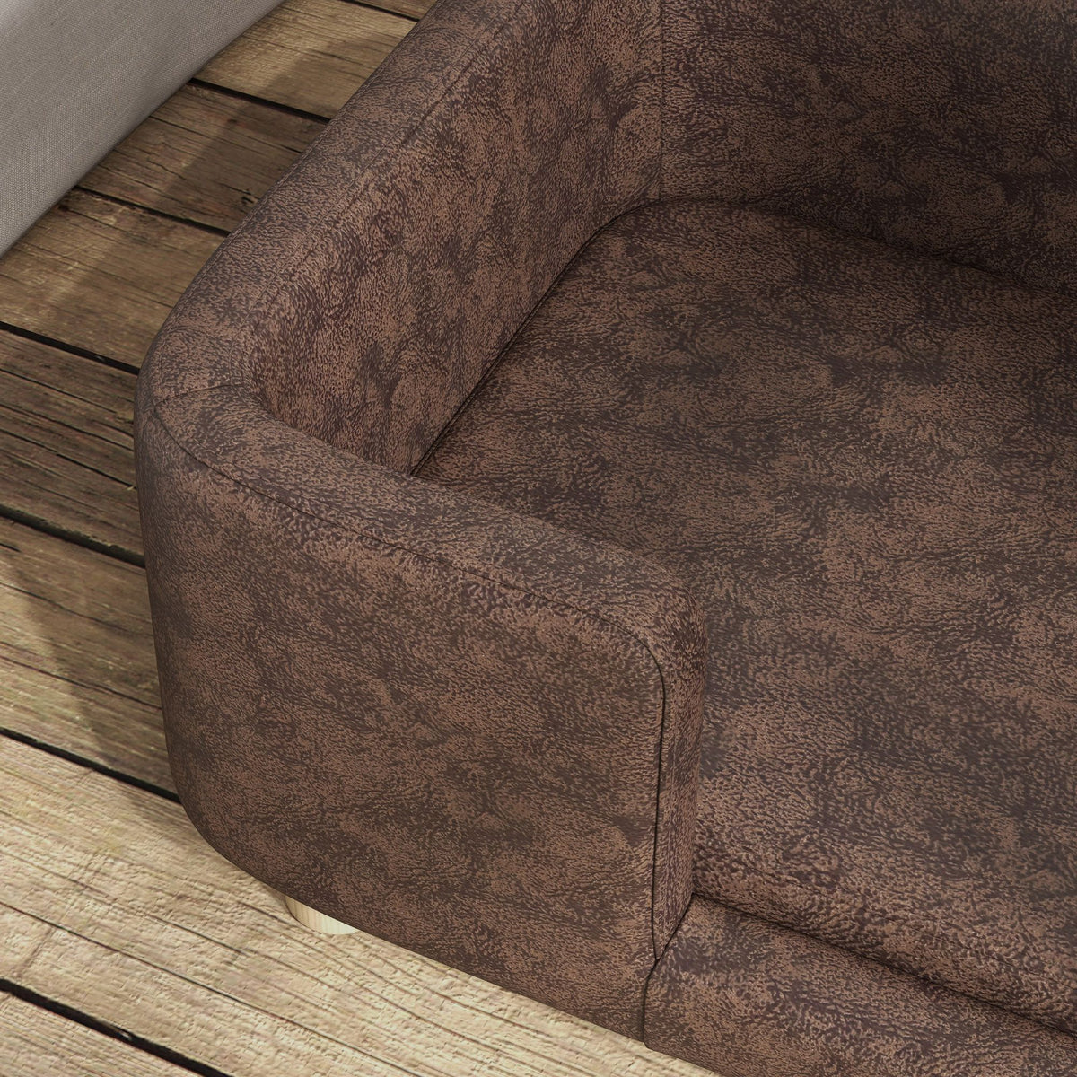 Dog sofa, dog and cat bed with rim, plush cushion, solid wood legs, dim. 74 x 48.5 x 31 cm, chocolate microfiber upholstery