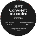 Tapis de rechange pour trampoline tapis de saut de remplacement, compatible trampoline Ø 2,4 m et ressorts de 14 cm