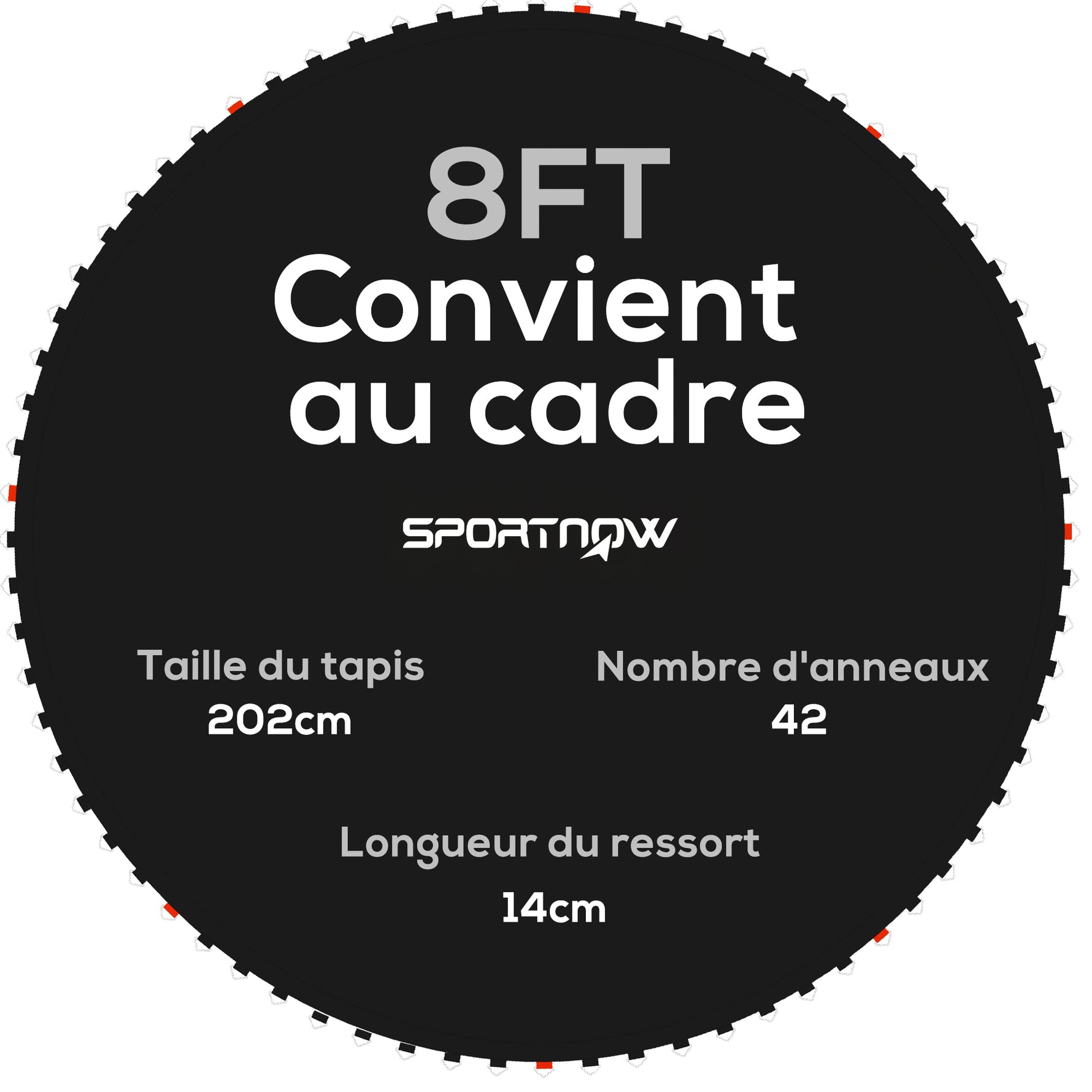 Tapis de rechange pour trampoline tapis de saut de remplacement, compatible trampoline Ø 2,4 m et ressorts de 14 cm