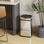 Poubelle de cuisine automatique 30L acier inoxydable, poubelle à capteur de mouvement avec couvercle, 33x25x58cm, argent
