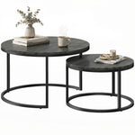 Lot de 2 tables basses gigognes empilable design industriel pieds en métal noir