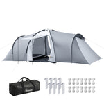 Tente de camping familiale 4 personnes dôme 2 chambres 1 séjour et 1 auvent anti-UV Imperméable 2000 mm multicolore