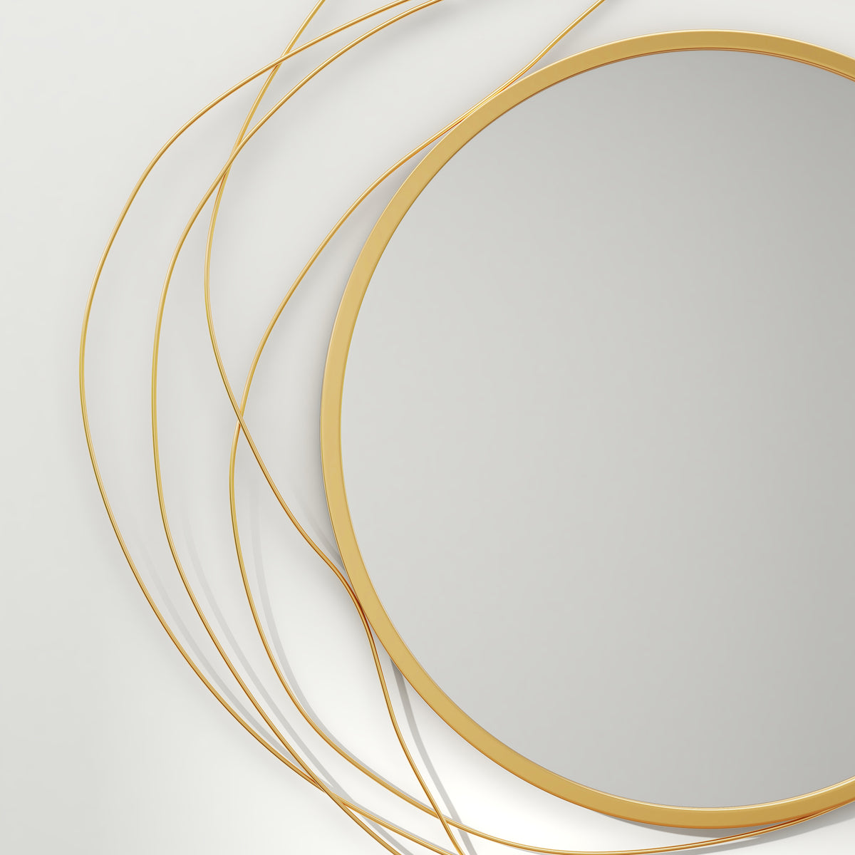 Miroir rond en métal filaire doré, décoration style moderne, diamètre Φ65 cm