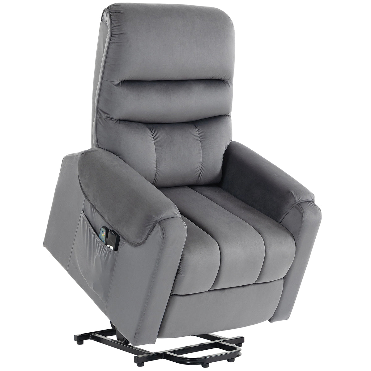 Fauteuil releveur électrique massage vibration et chaleur, fauteuil relax électrique en velours, gris foncé