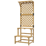 Support plantes intérieur porte plante intérieure à deux niveaux avec treillis 60 x 50 x 166 cm en bois massif jaune