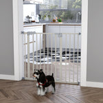 Barrière de sécurité largueur réglable 74-80 / 91,5-97,5 cm double verrouillage fermeture automatique barrière chien pour porte couloir escalier sans perçage acier blanc