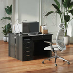 Bureau moderne avec 5 tiroirs, grand plateau, 1 compartiment ouvert, tiroir verrouillable, 110 x 50 x 76cm, noir