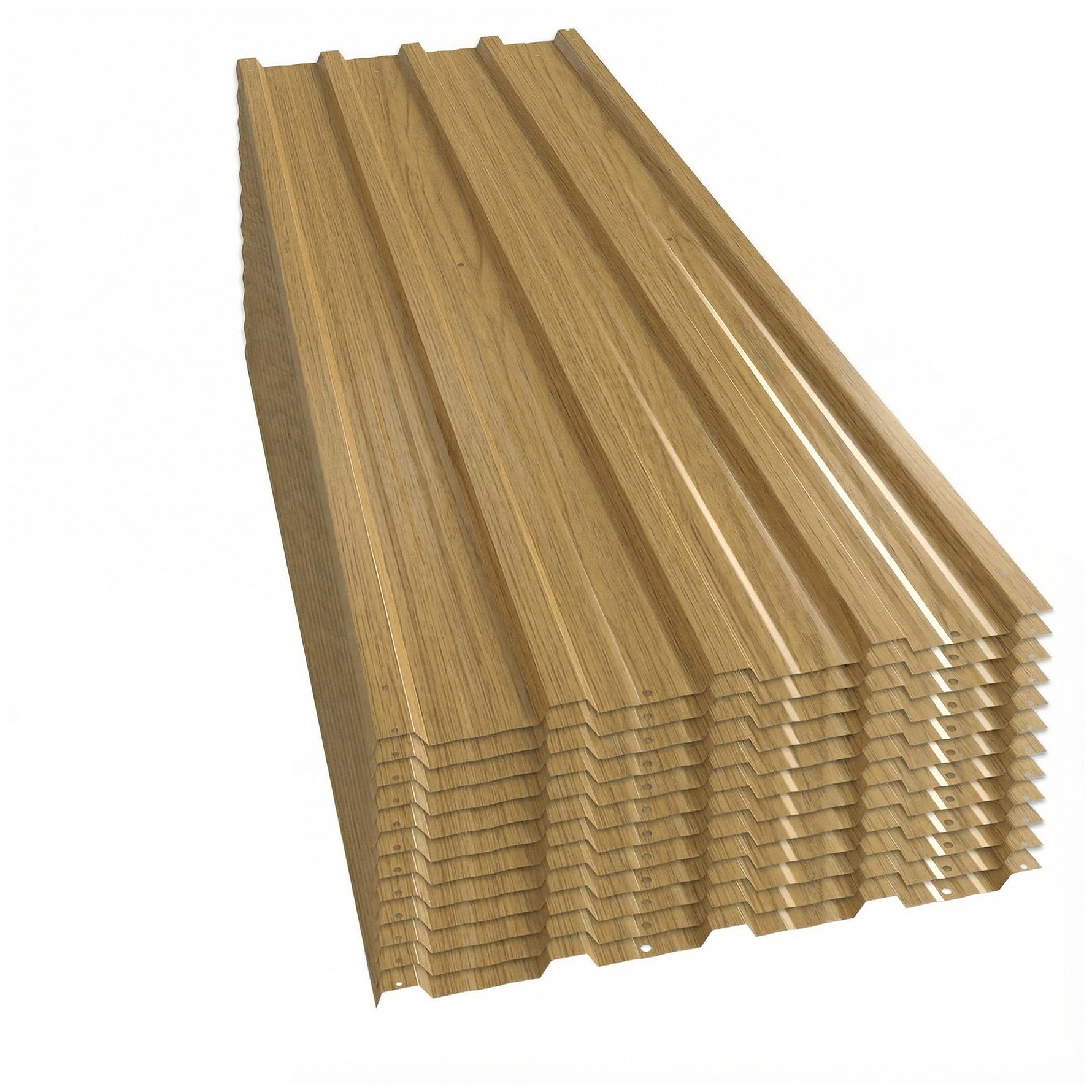 Lot de 12 Panneaux en Acier Galvanisé Résistant aux Intempéries, Bois Naturel, Dim. d'un Panneau 129L x 45l cm