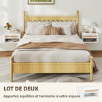 Lot de 2 tables de chevet murales tiroir coulissant, niche, plateau - en bois dim. 40L x 34l x 23H cm