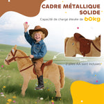 Cheval debout en peluche pour enfant à partir de 2 ans avec effets sonores selle et bride 85 cm (longueur) beige