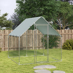 Enclos poulailler extérieur 4 m², parc grillagé - acier galvanisé Ø19mm - bâche Oxford 420D anti-UV 200x200x200cm argent