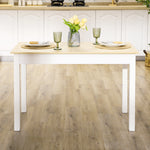 Table de salle à manger design moderne bicolore avec grand plateau 4-6 personnes en bois dim. 119L x 70l x 75H cm