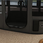 Foldable fabric playpen for dogs, cats, and small animals in Oxford cloth with storage, 84 x 64 x 53 cm, gray and black