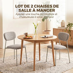 Lot de 2 chaises de salle à manger modernes, chaises de cuisine empilables en tissu effet lin, marron clair