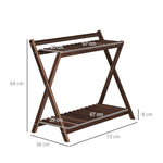 Lot de 2 support plantes intérieur 2 niveaux étagères à plants avec support arrière 73 x 36 x 64 cm marron