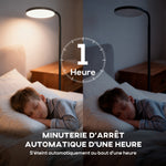 Lampadaire LED, lampe sur pied à intensité variable, tête rotative 350 °, télécommande magnétique, 41x25x177cm, noir