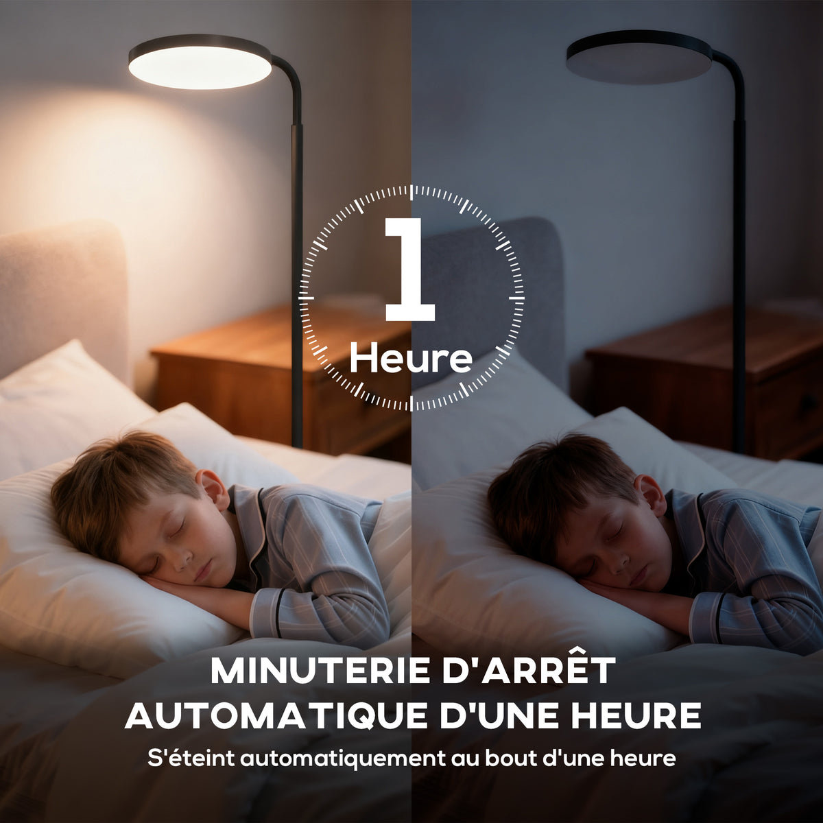 Lampadaire LED, lampe sur pied à intensité variable, tête rotative 350 °, télécommande magnétique, 41x25x177cm, noir