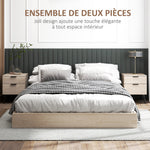 Lot de 2 tables de chevet table de nuit style nordique moderne avec tiroir à deux niveaux 40 x 40 x 50 cm chêne