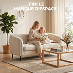Canapé 2 places en velours, canapé de salon moderne 160 cm, assise large rembourrée, coussin épais à ressorts, beige