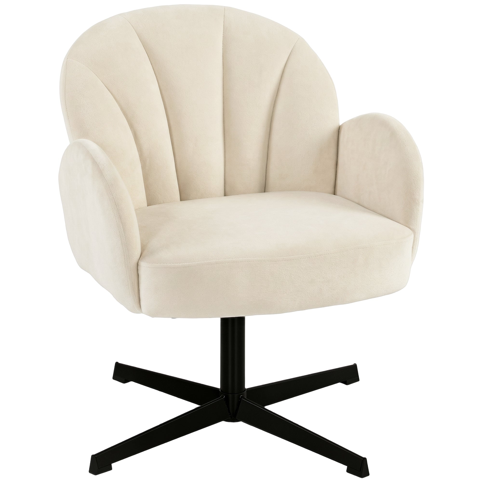 Fauteuil salon pivotant fauteuil d'appoint rembourré en velours dossier en forme de coquille coussin à ressorts beige