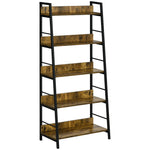 Étagère bibliothèque Style Industriel incliné 5 Niveaux 70L x 35l x 150H cm