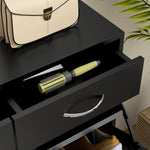 Shoe cabinet with 2 drawers and 2 drop-down doors with adjustable shelf, aluminum handles. 80 x 30 x 91.5 cm, Black