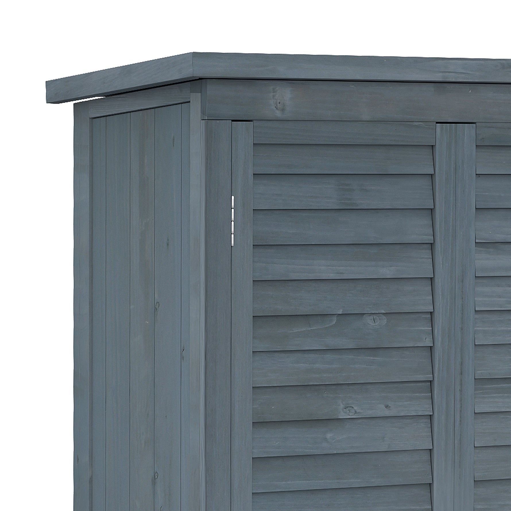 Armoire de jardin remise pour outils en bois 2 étagères toit bitumé portes persiennes 87 x 47 x 160 gris