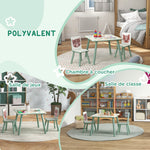 Table et 2 chaises pour enfants 3-8 ans ensemble 3 pièces motif animaux pour chambre à coucher salle de jeux vert