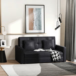 Canapé-lit 2 places convertible 2 en 1 avec 2 coussins et coffre de rangement intégré 152 x 101 x 81 cm gris foncé