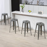 4er-Set stapelbare Industrie-Barhocker Sitzhöhe 76 cm silberfarbenes Metall