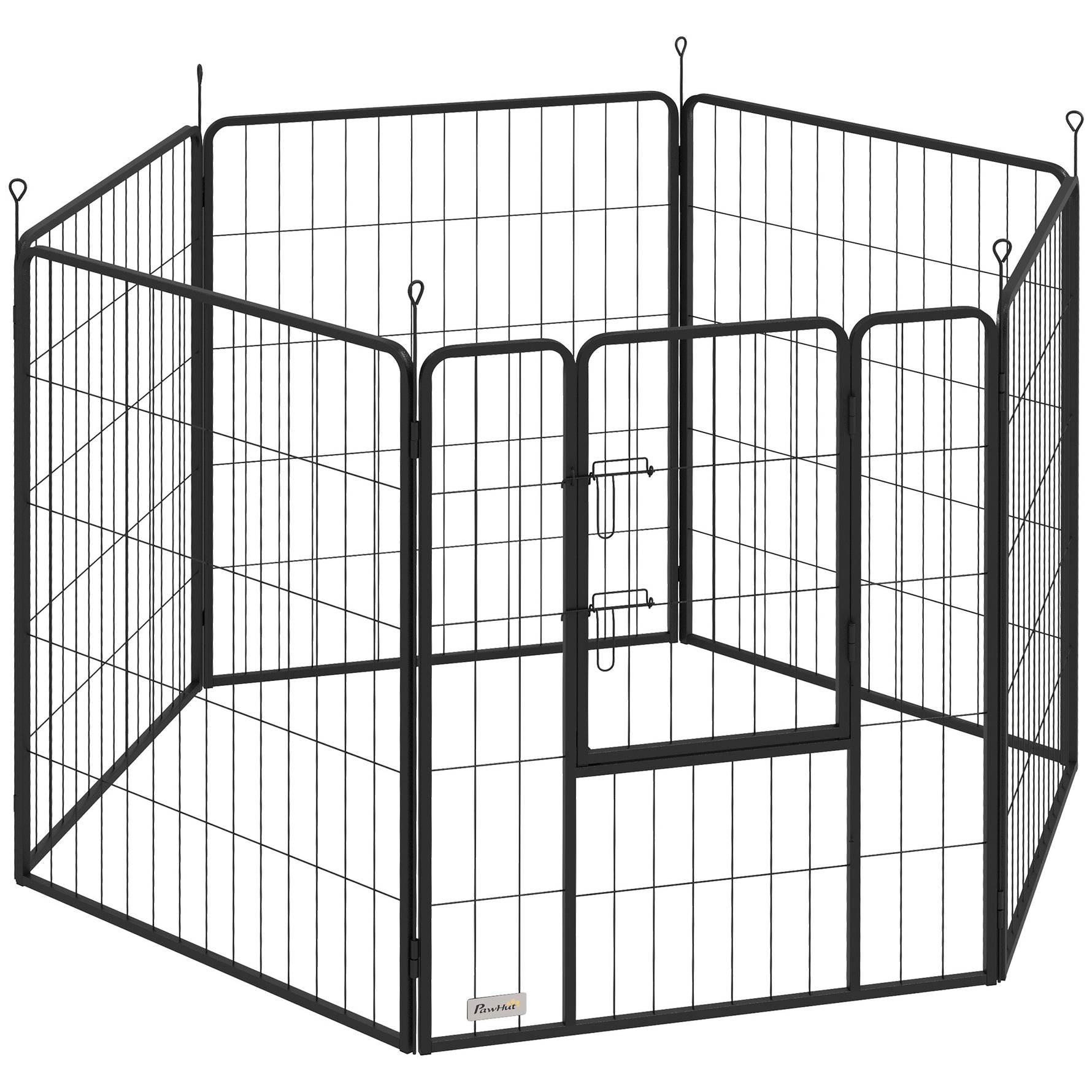Parc pour chien, enclos chien 6 panneaux modulable et pliable, portable en acier avec porte 80 x 100 gris