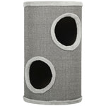 Tonneau à Gratter pour Chat, Tour à Griffer, Arbre à Chat à 2 Couches en Sisal Naturel, Ø35x60cm, Gris Clair