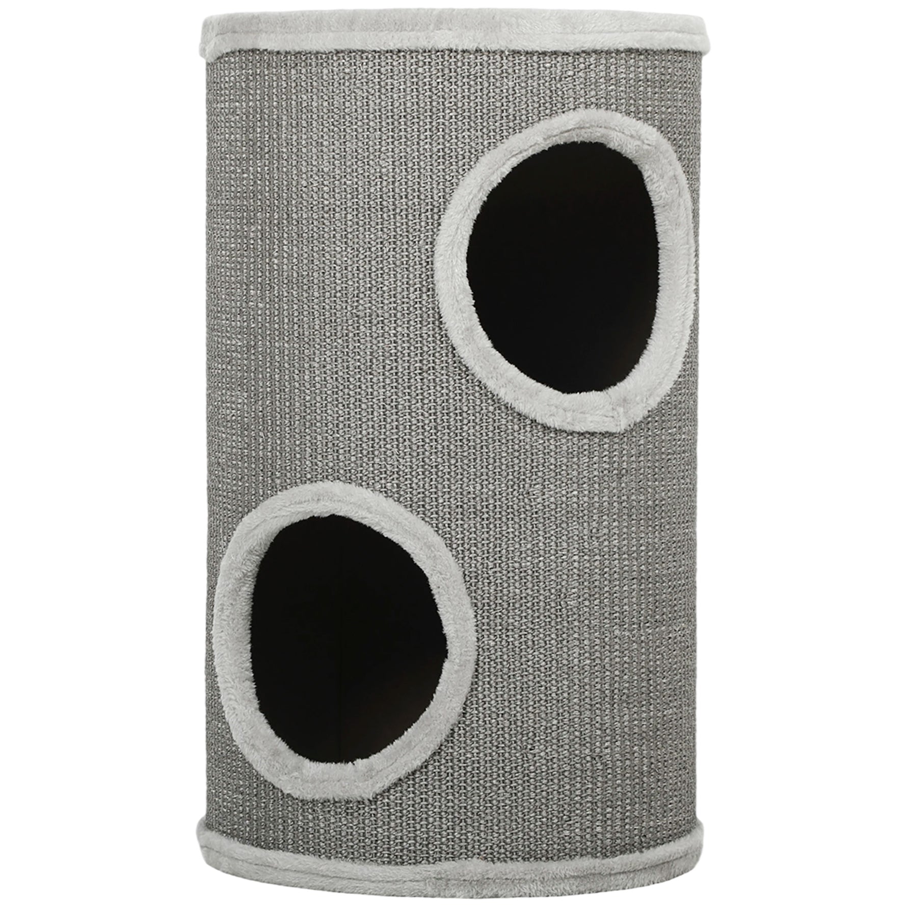 Tonneau à Gratter pour Chat, Tour à Griffer, Arbre à Chat à 2 Couches en Sisal Naturel, Ø35x60cm, Gris Clair