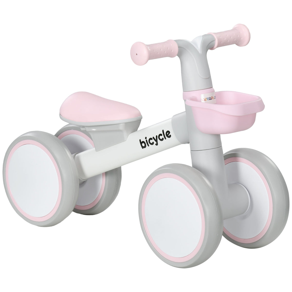 Draisienne vélo Enfant 4 roues selle réglable, guidon ergonomique alliage alu. PP, enfant 1 à 3 ans - Gris Blanc Rose