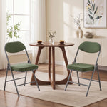 Lot de 2 chaises pliantes chaises de salle à manger portables avec assises et dossiers rembourrés en velours côtelé vert