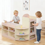 Supermarché pour enfant, marchande en bois, caisse enregistreuse, distributeur et accessoires, 90,7x60x73,8cm, vert