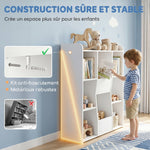 Meuble rangement enfant, bibliothèque enfants avec 8 compartiments et étagère supérieure, 104 x 29 x 101,5 cm, blanc