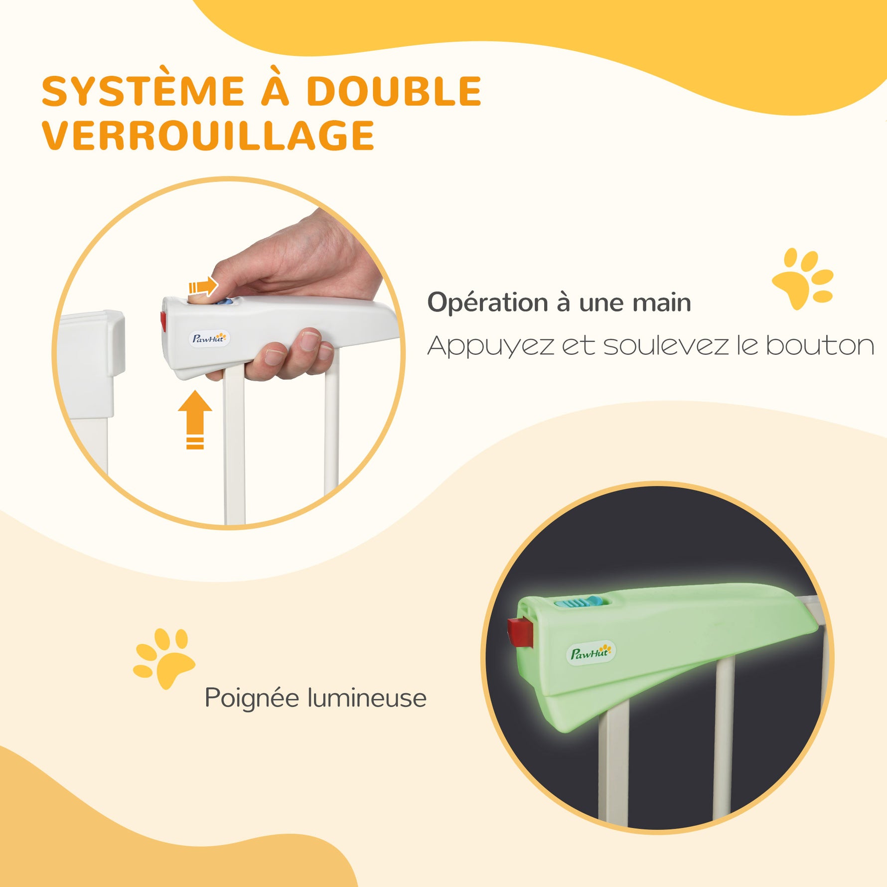Lot de 2 barrières de sécurité pour chien animaux sans perçage avec fermeture automatique largeur 76-103 cm blanc