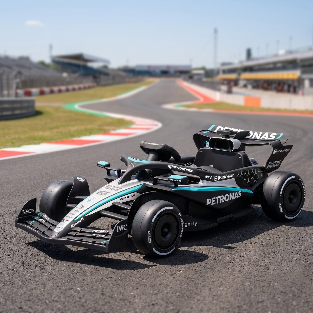 Kart Électrique Enfants 12V, Go Kart Mercedes-AMG PETRONAS F1 avec 2 Moteurs, Télécommande, 3 Vitesses, Noir