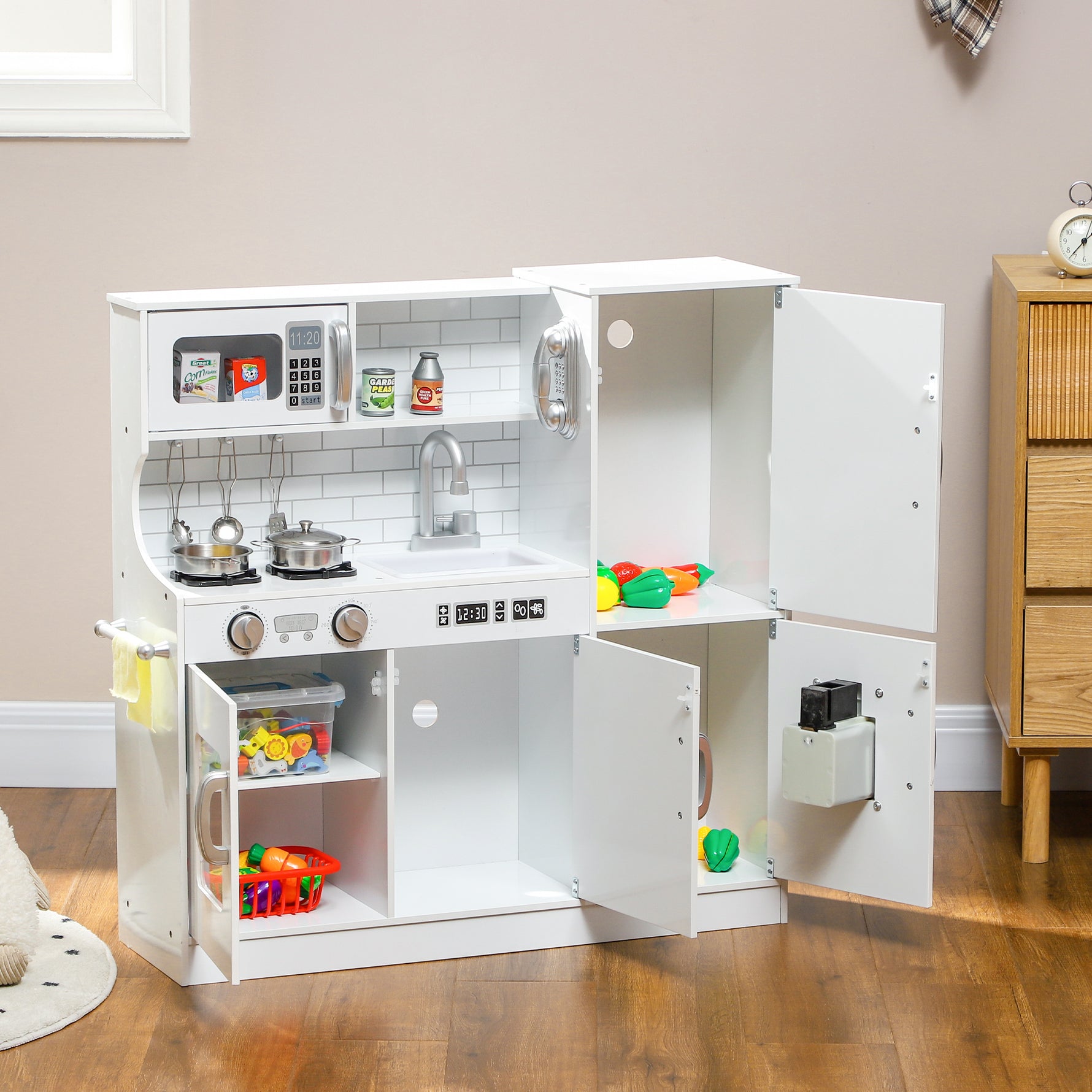 Cuisine enfant jouet d'imitation pour enfant - dinette enfant de 3-8 ans, blanc
