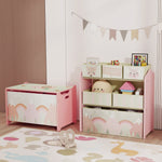 Meuble de rangement enfant avec 6 boîtes amovibles en tissu non tissé Organisateur de jouets, étagère 63L x 30l x 66H cm