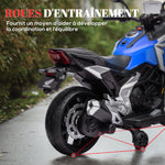 Moto électrique pour enfants moto porteur Honda pour enfants 3 à 6 ans avec musique, phares bleu