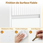 Meuble de salle de bain haut, meuble de rangement avec porte, tiroir, compartiments ouverts, étagère réglable, blanc