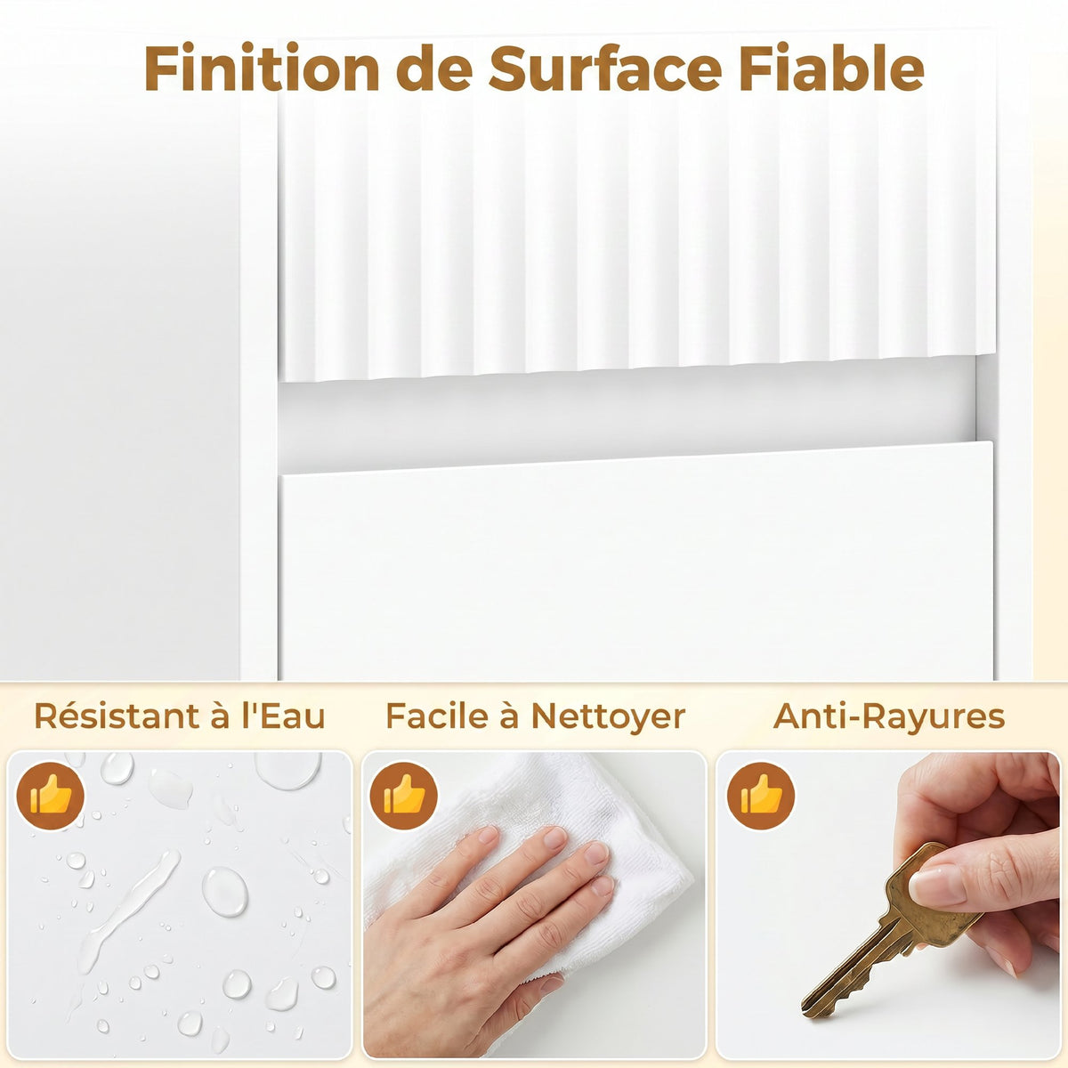 Meuble de salle de bain haut, meuble de rangement avec porte, tiroir, compartiments ouverts, étagère réglable, blanc