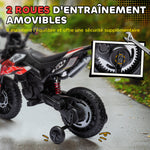 Elektro-Motorrad für Kinder mit offizieller Aprilia-Lizenz, 2 Motoren 12V, Stützräder, LED-Licht, Musik – rot