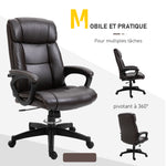 Bureaustoel ergonomische bureaustoel verstelbaar zwenkwielen 360° draaibaar PU-kunstleer bekleding 64 x 73 x 106-115,5 cm chocolade