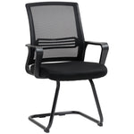 Chaise de bureau en maille sans roulettes, base en traîneau, pour salle de conférence, attente, réception, noir
